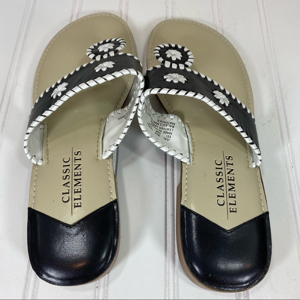 Classic Elements Black & White Leather Sandals - image 8